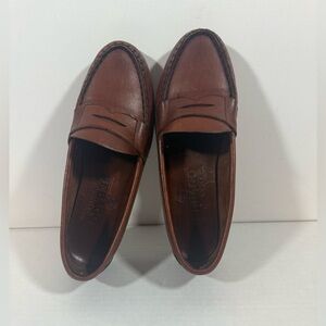 Sebago Full Strap Saddle Penny Loafers Womens Sz 6.5 Brown Leather Slip On Shoes